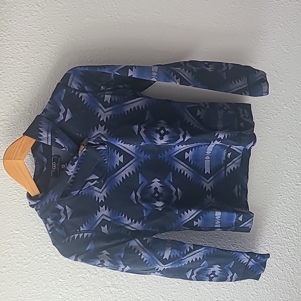 Chaps Navy Blue Tribal Print Top, Petite M